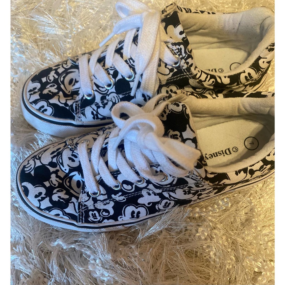Disney Mickey Canvas Shoes Size 7 Black and White